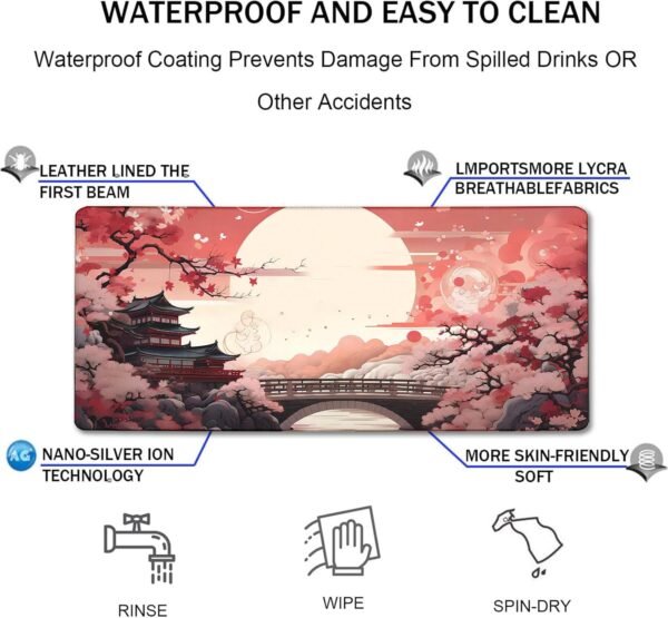 Japanese Large Gaming Mouse Pad, Non-Slip Waterproof Extended Desk Mat - Image 4